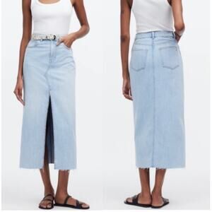 NEW Madewell The Rilee Denim Midi Skirt Slit Front Fitzgerald Wash Size 27